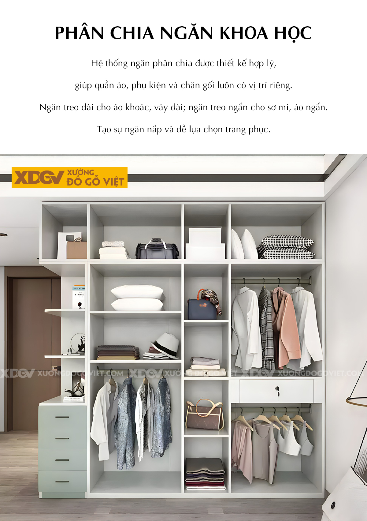 Tủ Quần Áo Phòng Ngủ Gỗ Công Nghiệp Dạng Hộp Tay Âm Dưới
