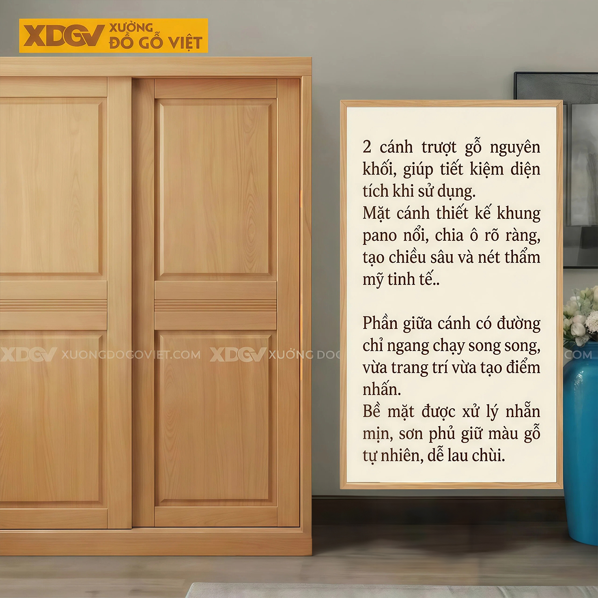 Tủ Quần Áo Phòng Ngủ Gỗ Gõ Đỏ Cánh Lùa Tay Nắm Âm Độc Đáo