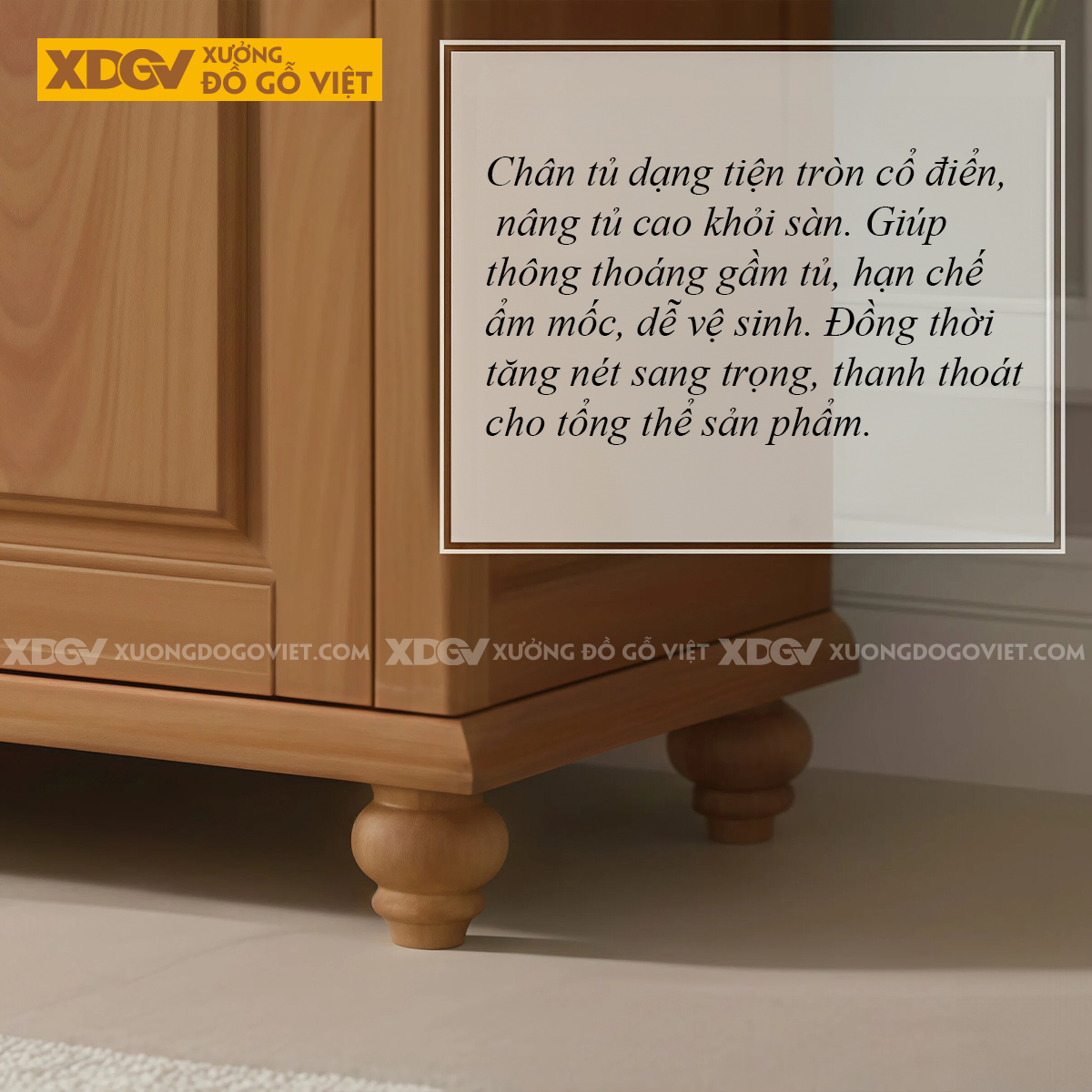 Tủ Quần Áo Phòng Ngủ Gỗ Gõ Đỏ Chân Tiện Cánh Pano Uốn Lượn
