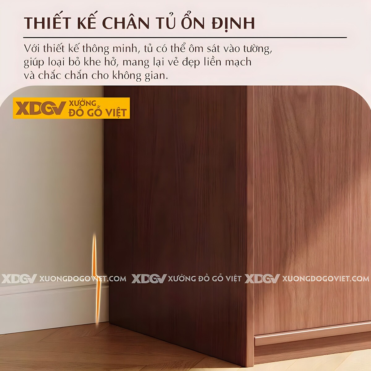 Tủ Quần Áo Veneer Óc Chó Sát Trần Hiện Đại Tối Giản Tay Âm