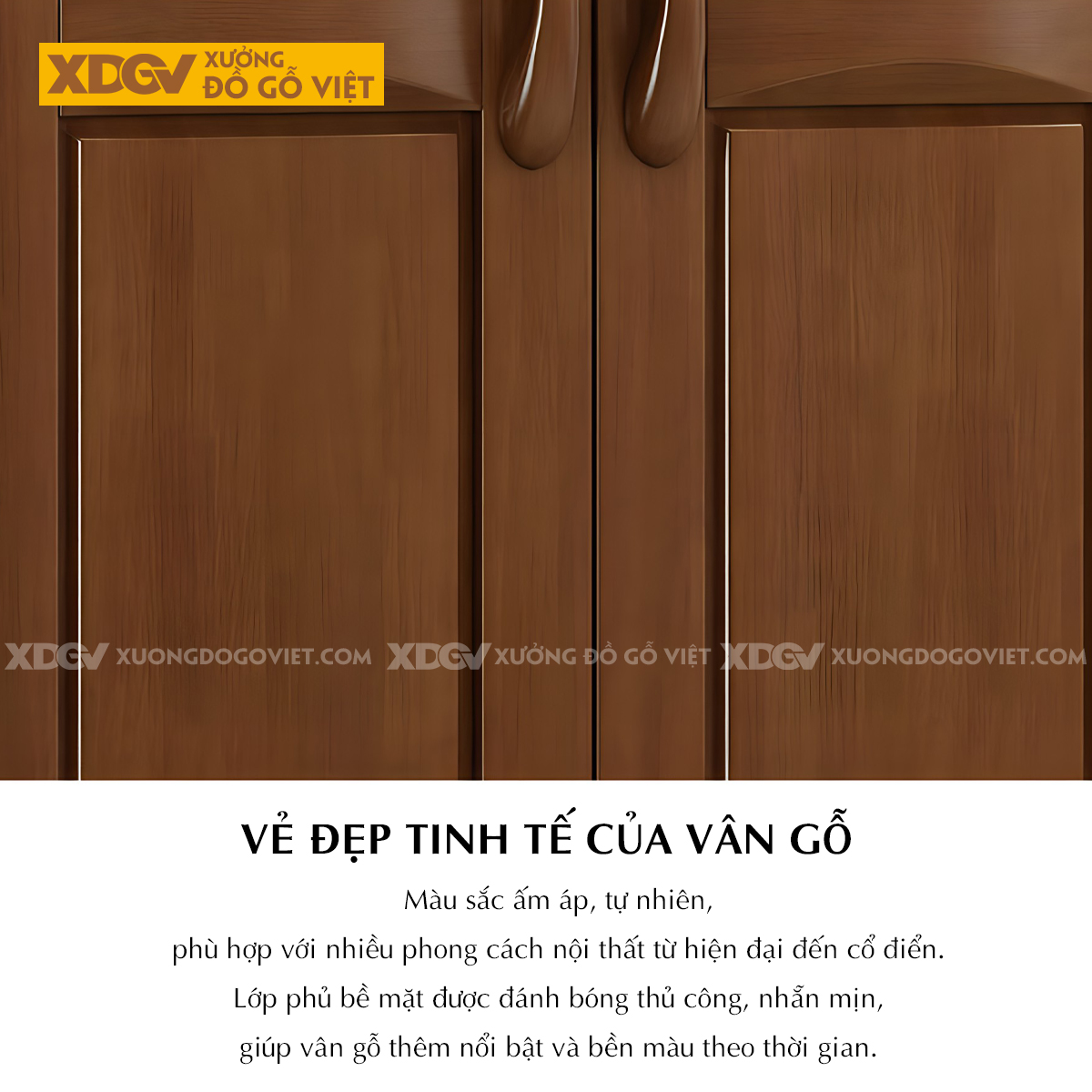 Tủ Quần Áo Xoan Đào Cánh Khung Pano Đối Xứng Họa Tiết Đẹp
