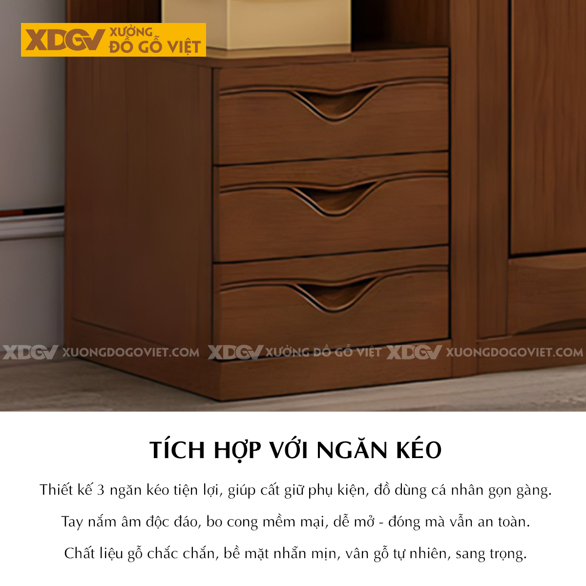 Tủ Quần Áo Xoan Đào Cánh Khung Pano Đối Xứng Họa Tiết Đẹp