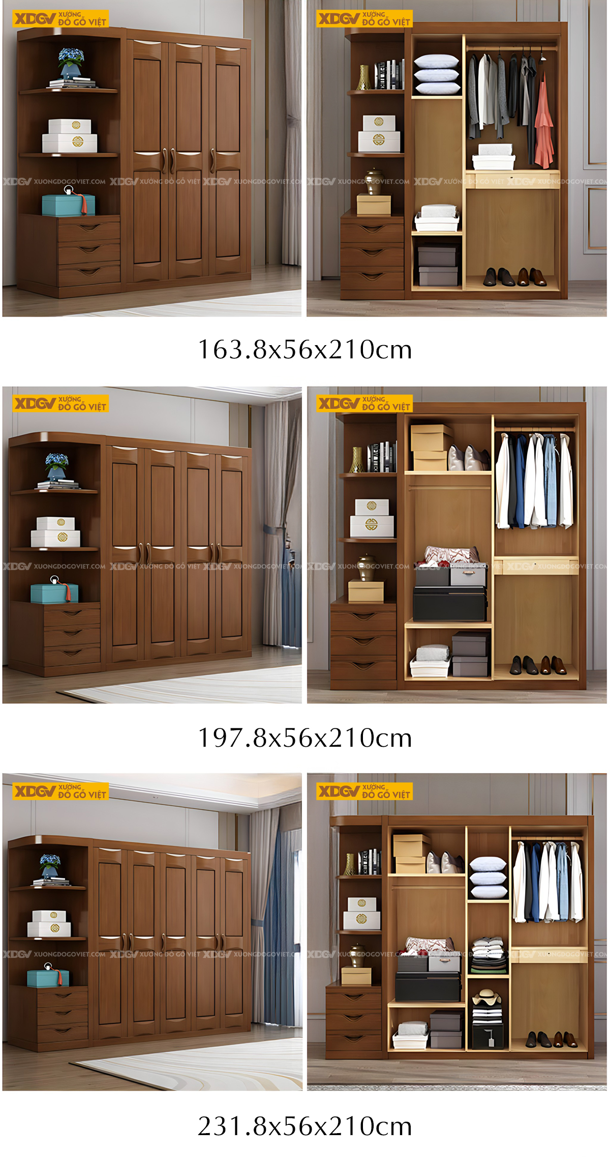 Tủ Quần Áo Xoan Đào Cánh Khung Pano Đối Xứng Họa Tiết Đẹp
