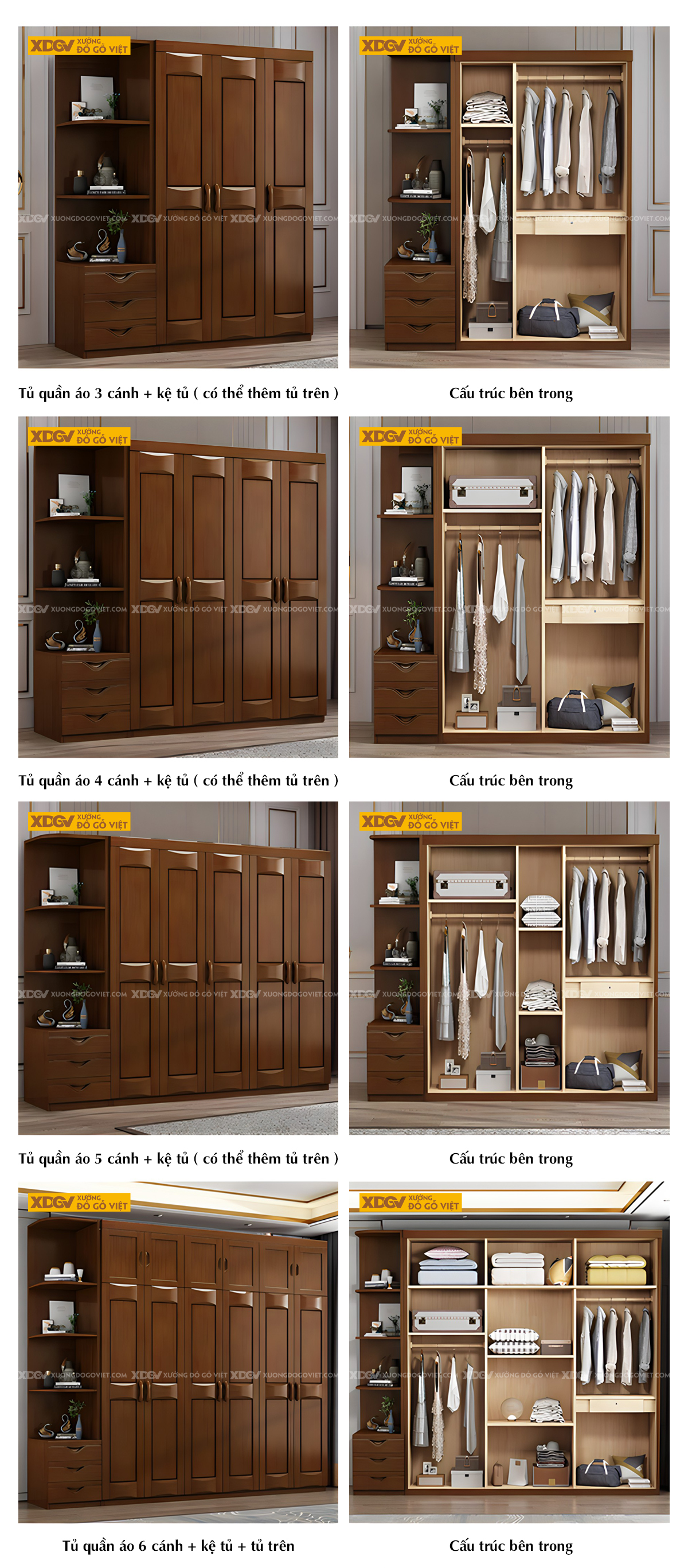 Tủ Quần Áo Xoan Đào Cánh Khung Pano Đối Xứng Họa Tiết Đẹp