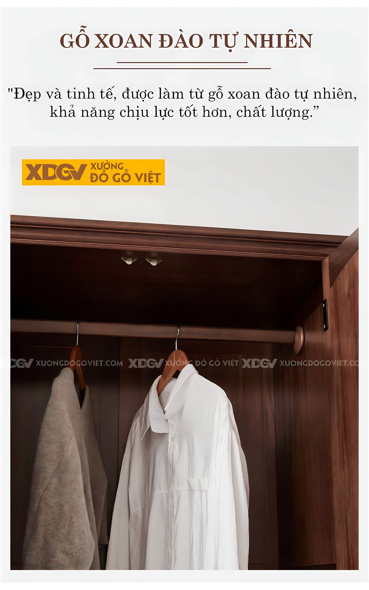 Tủ Quần Áo Xoan Đào Cổ Điển Châu Âu 4 Cánh Chân Trụ Tiện