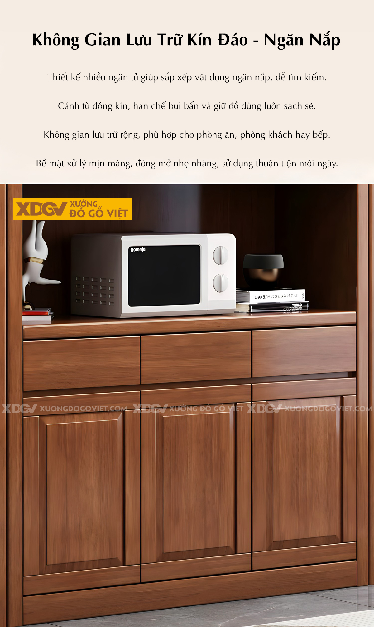 Tủ Rượu Phòng Khách Gỗ Sồi Đa Tầng Cánh Kính Lưu Trữ Đa Năng