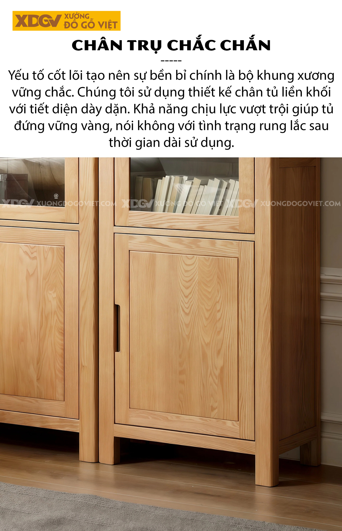 Tủ Sách Tối Giản Gỗ Sồi Cấu Trúc Kệ Mở Đường Nét Tinh Giản