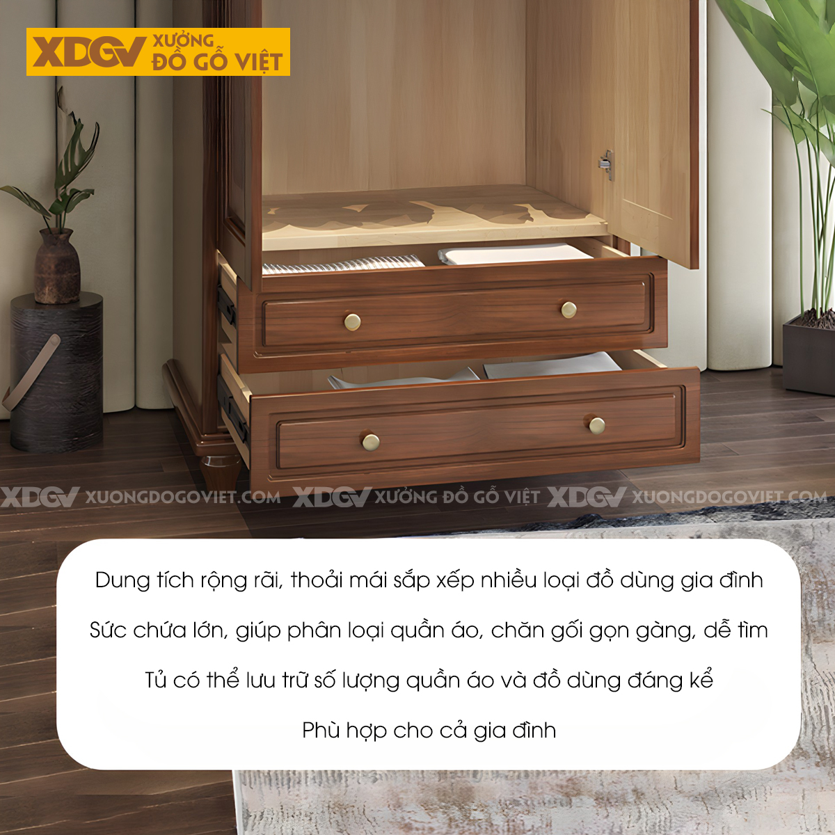 Tủ Treo Áo Cao Su Tân Cổ Điển Chân Cao Tiện Tròn Cánh Pano