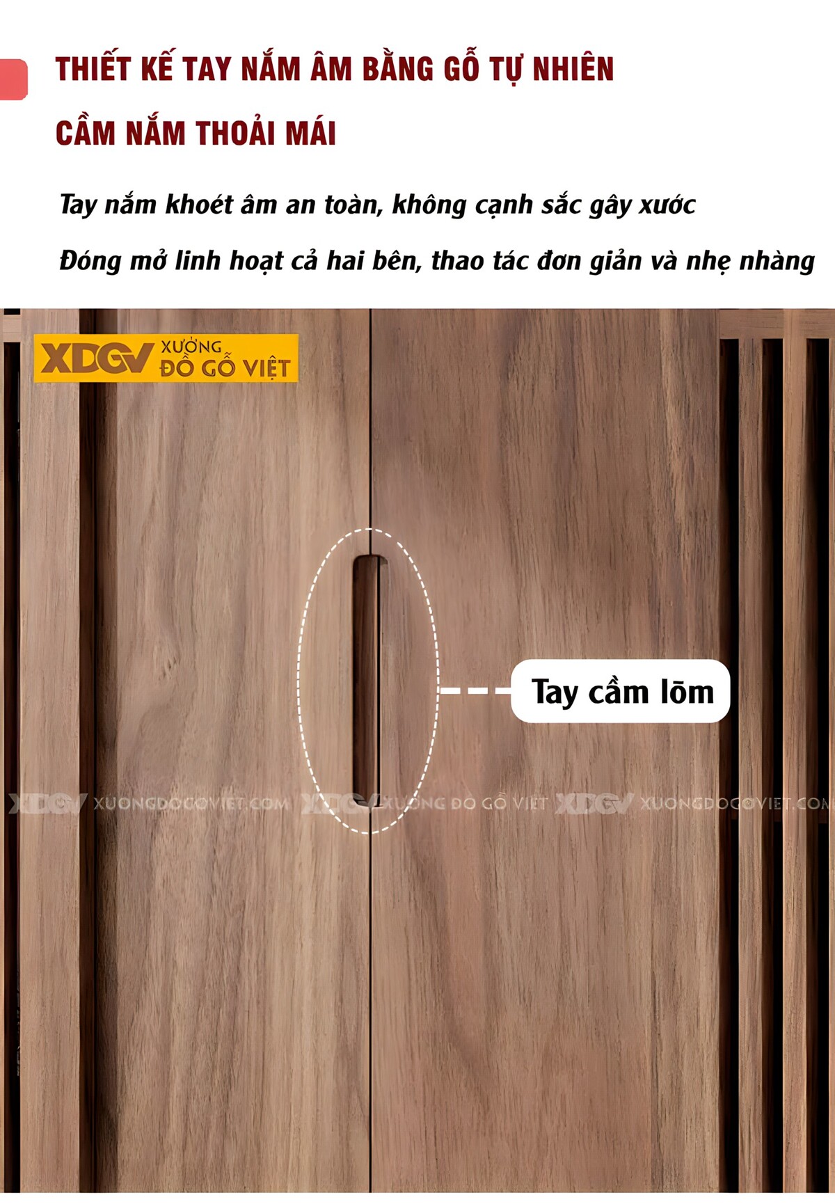 Tủ Treo Áo Gỗ Óc Chó Tự Nhiên Cánh Thanh Nan Đối Xứng 2 Bên