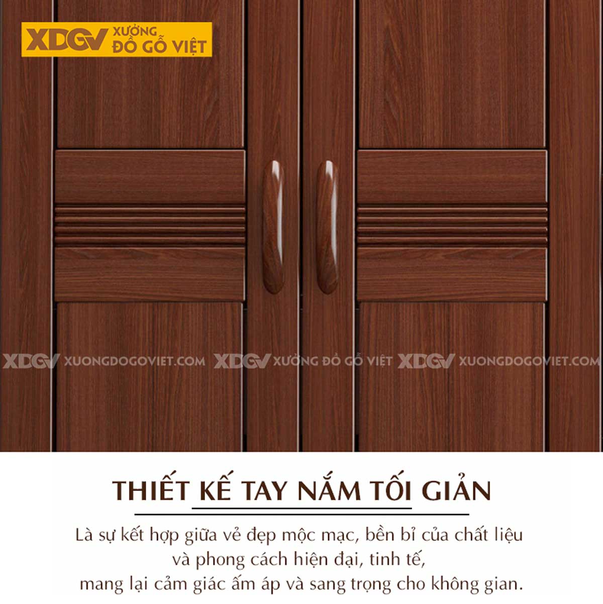 Tủ Treo Quần Áo Gỗ Lim Dạng Hộp Cánh Pano Kẻ Rãnh Đẹp