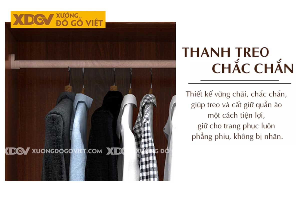 Tủ Treo Quần Áo Gỗ Lim Dạng Hộp Cánh Pano Kẻ Rãnh Đẹp