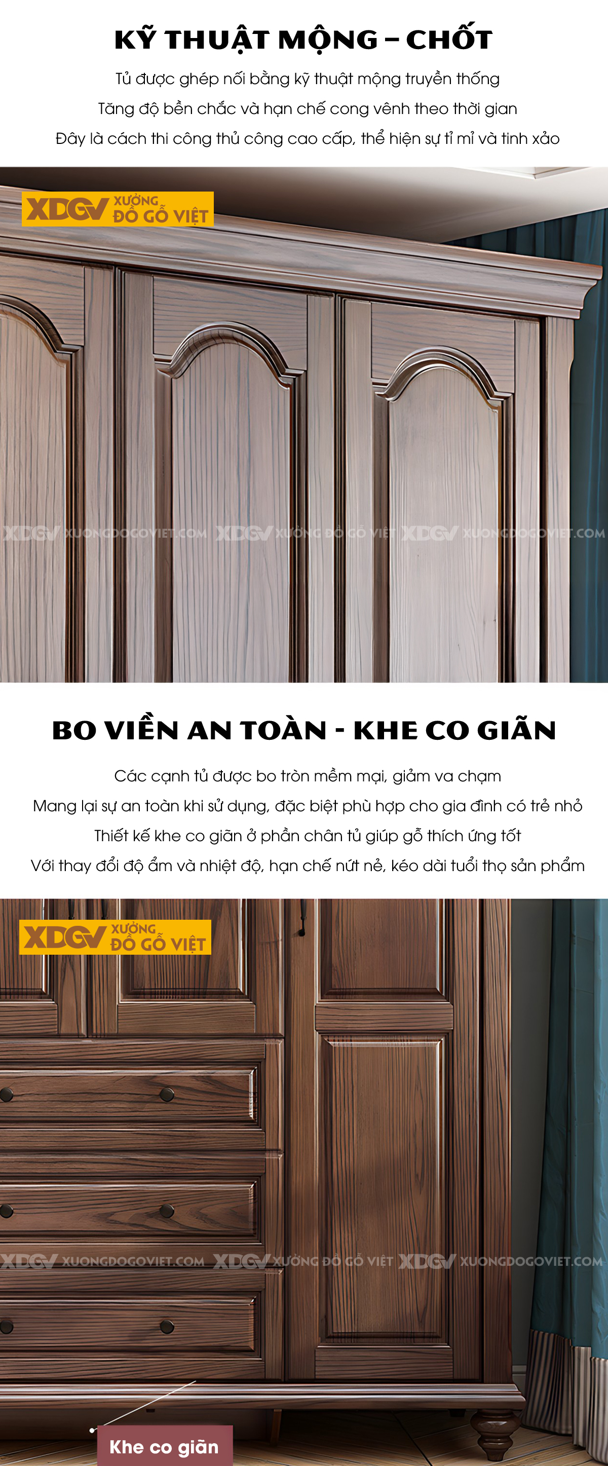 Tủ Treo Quần Áo Gỗ Sồi Cổ Điển Chân Tiện Tay Nắm Quai Đen
