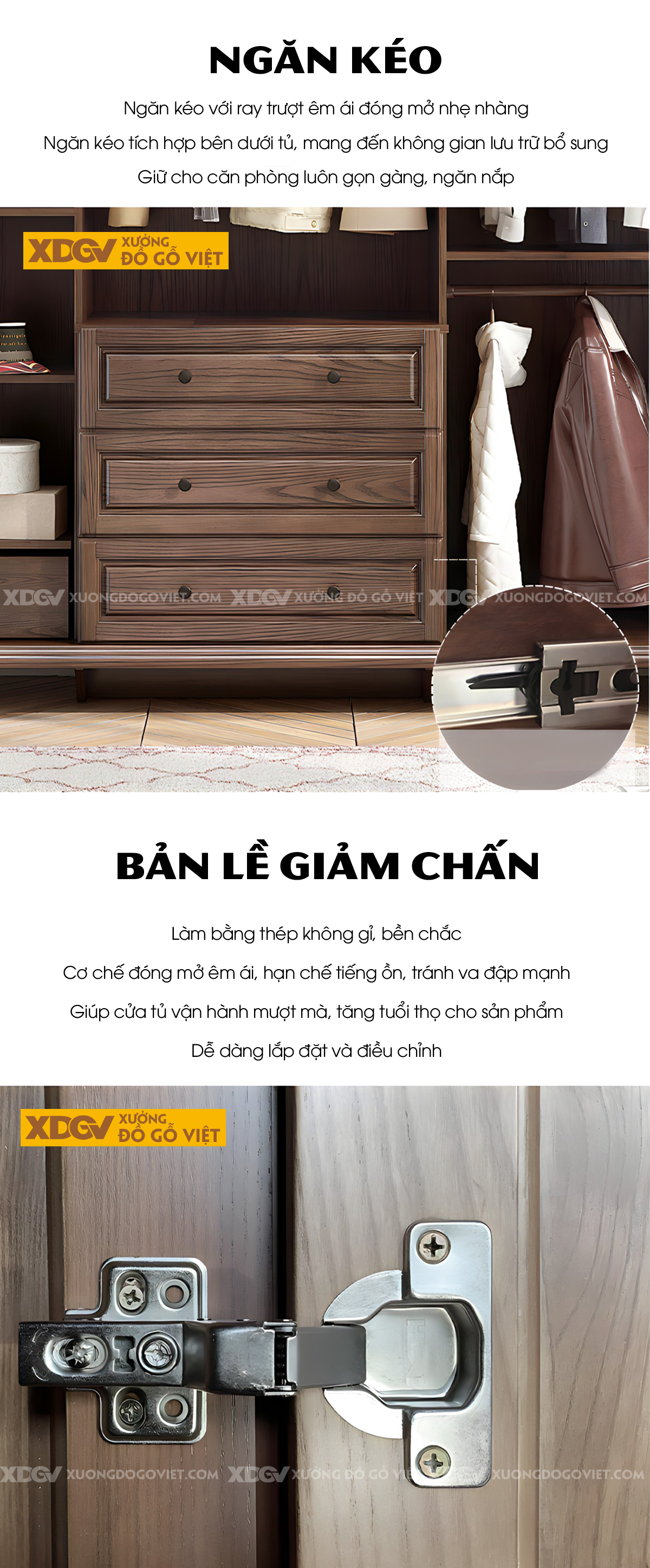 Tủ Treo Quần Áo Gỗ Sồi Cổ Điển Chân Tiện Tay Nắm Quai Đen