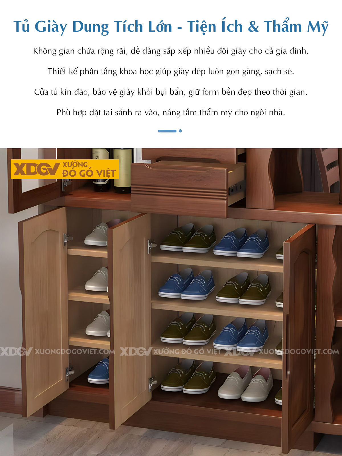 Tủ Trưng Bày Rượu Gỗ Cao Su Thiết Kế Hiện Đại Kệ Mở Đa Tầng