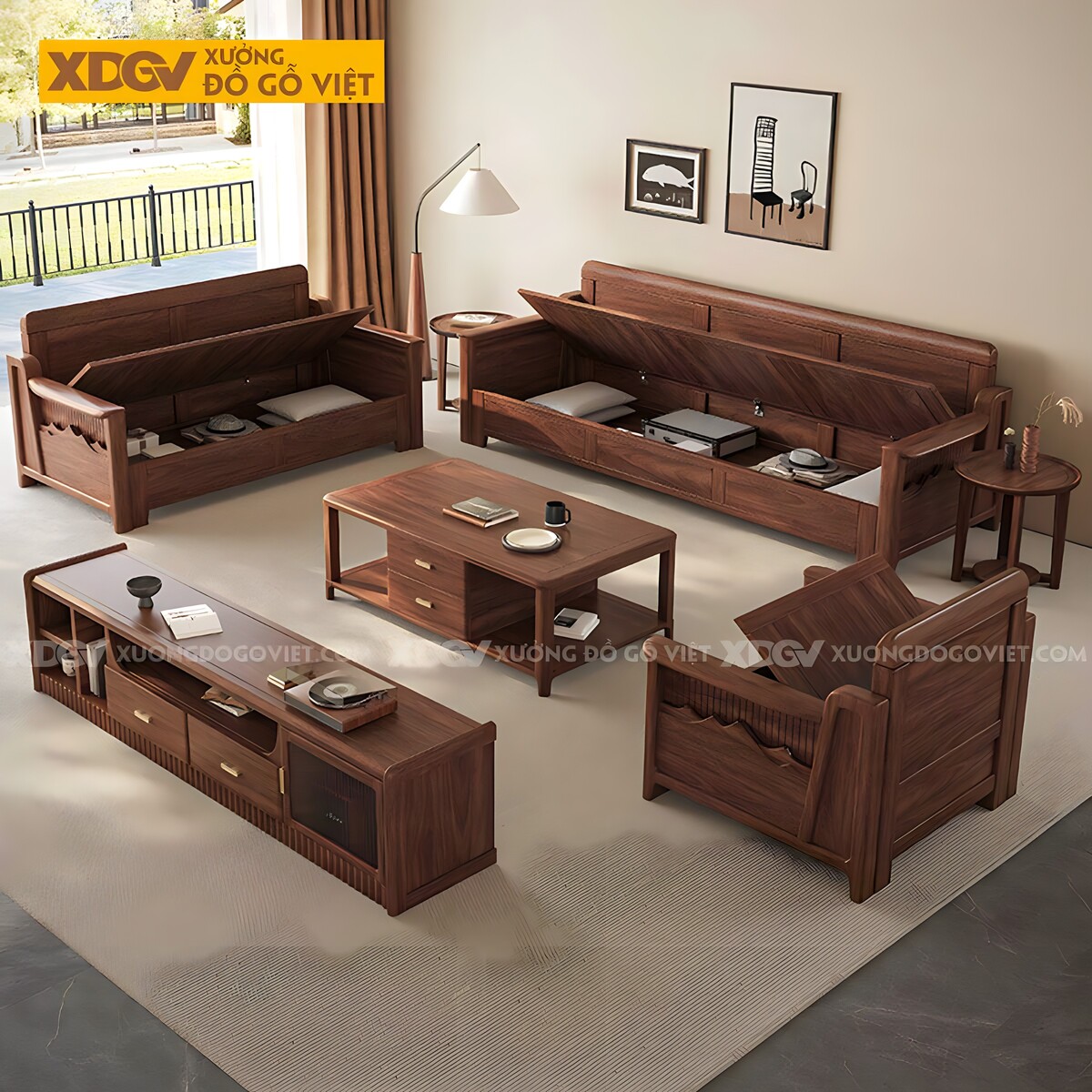 Bàn Ghế Sofa Gỗ Tự Nhiên