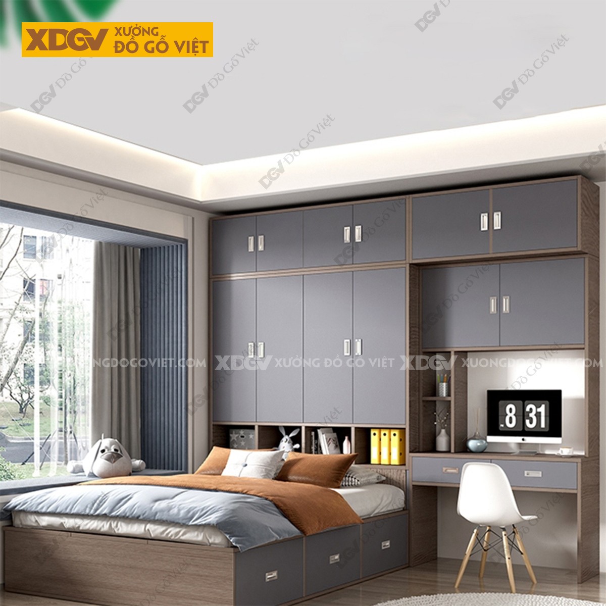 Giường Ngủ Gỗ MDF Công Nghiệp X2186