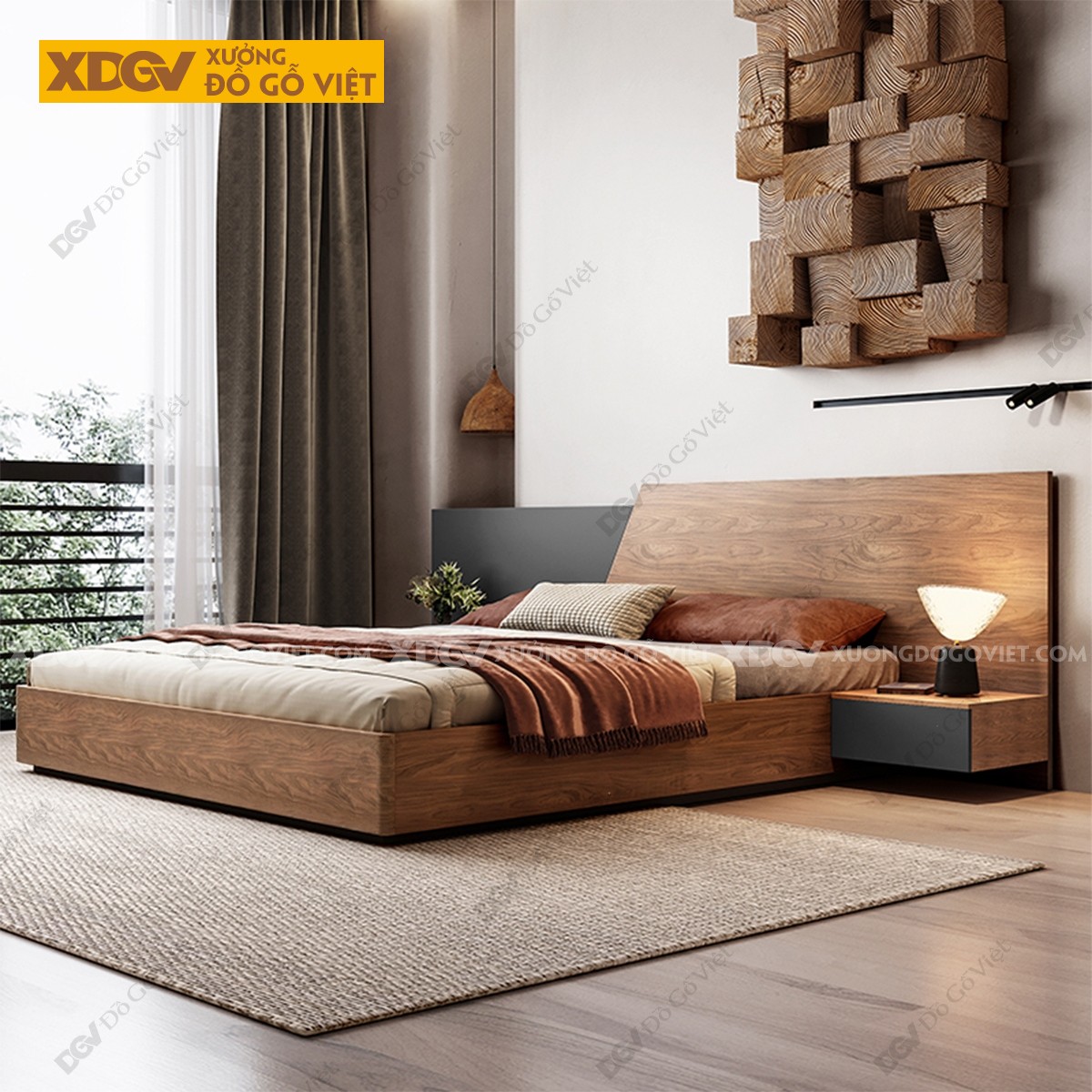 Giường Ngủ Gỗ MDF Công Nghiệp X7981
