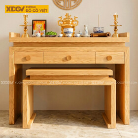 Án Gian Thờ Mẹ Bồng Con Gỗ Sồi Cổ Điển Chân Trơn Tôn nghiêm