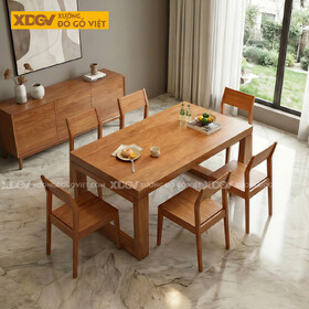 Bàn Ghế Ăn Gỗ Gõ Đỏ Chân Chữ U Vững Chãi Hiện Đại