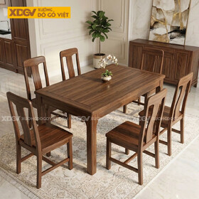 Bàn Ăn Á Đông Hiện Đại Gỗ Óc Chó Thiết Kế Chân Vát Đẹp...