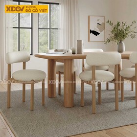 Bàn Ăn Phòng Bếp Gỗ Sồi Mỹ Thiết Kế Bo Tròn Chân Trụ Mềm...