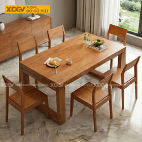 Bàn Ghế Ăn Gỗ Gõ Đỏ Chân Chữ U Vững Chãi Hiện Đại