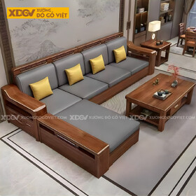 Bàn Ghế Sofa Gia Đình Căm Xe Hiện Đại Góc L Bọc Nệm Cao Cấp