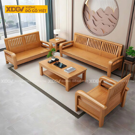 Bàn Ghế Sofa Gỗ Gõ Đỏ Lưng Nan Tay Ghế Bo Cong