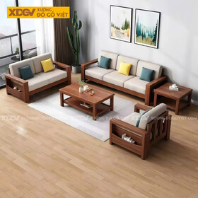 Bàn Ghế Sofa Gỗ Gõ Đỏ Tựa Nan Kiểu Dáng Vuông Vắn Mạnh Mẽ