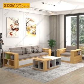 Bàn Ghế Sofa Gỗ MDF Công Nghiệp Màu Vàng Phối Trắng Hiện Đại