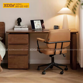 Bàn Làm Việc Bo Cạnh Gỗ Óc Chó Hiện Đại Mẫu Mới 2026