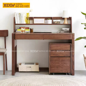 Bàn Làm Việc Gỗ Sồi Kết Hợp Kệ Và Ngăn Kéo Tiện Dụng