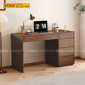 Bàn Làm Việc Gỗ Veneer Sồi Kèm Tủ Sách Và Ngăn Kéo Tiện Ích