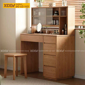 Bàn Làm Việc Kết Hợp Bàn Phấn Phối Kính Gân Mờ Sang Trọng