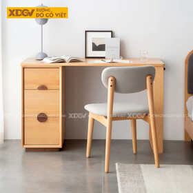 Bàn Làm Việc Tối Giản Gỗ Sồi Mỹ Có Hộc Kéo Và Móc Treo