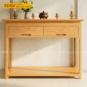 Bàn Thờ Gia Tiên Gỗ Sồi Mỹ Cấu Trúc Hai Ngăn Kéo Đợt Dưới