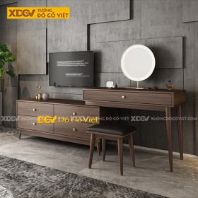 Bàn Trang Điểm Gỗ Công Nghiệp Gương Tròn