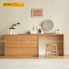 Bàn Trang Điểm Phòng Khách Gỗ Sồi Dáng Vuông Cơ Chế Mở Rộng