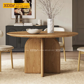 Bàn Tròn Hiện Đại Gỗ Sồi Mỹ Cấu Trúc Chân Chéo Chữ X Độc...