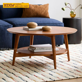 Bàn Tròn Sofa Phòng Khách Hiện Đại Gỗ Sồi Thiết Kế 2 Tầng
