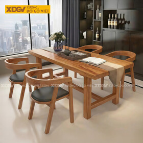 Bộ Bàn Ăn Gõ Đỏ 4 Ghế Lưng Bo Cong Chuẩn Bắc Âu Hiện Đại