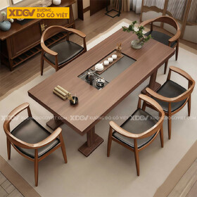Bộ Bàn Ăn Gỗ Óc Chó Thiết Kế Cách Điệu Chân Chữ I Sang...