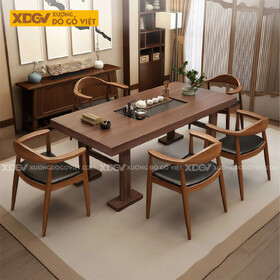 Bộ Bàn Ăn Gỗ Óc Chó Thiết Kế Cách Điệu Chân Chữ I Sang...