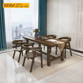 Bộ Bàn Ăn Gỗ Sồi 4 Ghế Phong Cách Zen Ấn Tượng