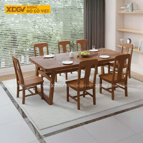 Bộ Bàn Ăn Gỗ Sồi Chân Chữ A Ghế Tựa Lưng Cao Hiện Đại