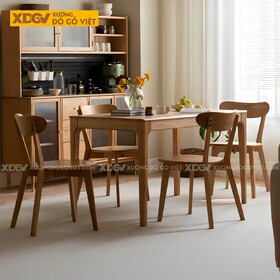 Bộ Bàn Ăn Gỗ Sồi Mỹ 4 Ghế Phong Cách Bắc Âu Kết Hợp Nhật Bản