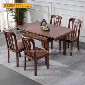 Bộ Bàn Ghế Ăn Gỗ Sồi Hiện Đại Đa Năng Mở Rộng Diện Tích