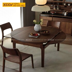 Bộ Bàn Ghế Ăn Gỗ Sồi Mỹ Japandi Gấp Mở Cánh Bướm Linh Hoạt