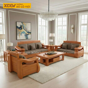 Bộ Bàn Ghế Sofa Gỗ Gõ Đỏ Thời Thượng Chân Ngắn Vững Chãi