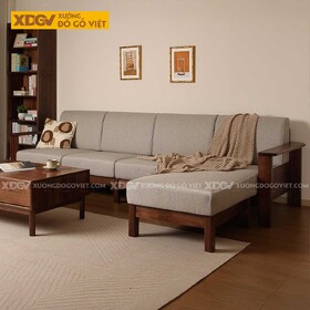 Bộ Bàn Ghế Sofa Óc Chó Góc L Hiện Đại Tối Giản Cho Gia Đình